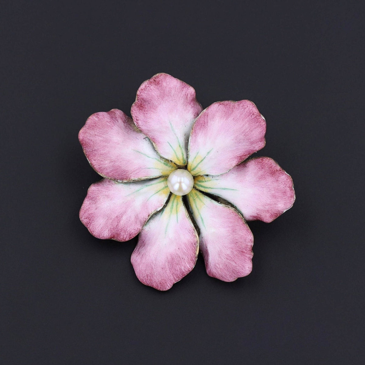 Antique Enamel Flower Brooch of 14k Gold by AJ Hedges - Trademark Antiques