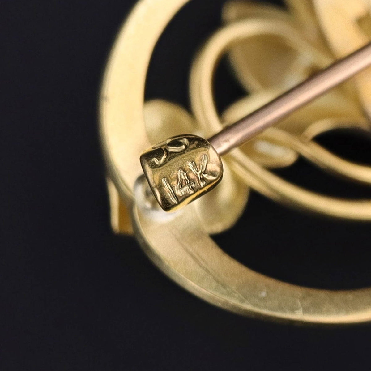 Antique Enamel Flower Brooch of 14k Gold by Krementz - Trademark Antiques