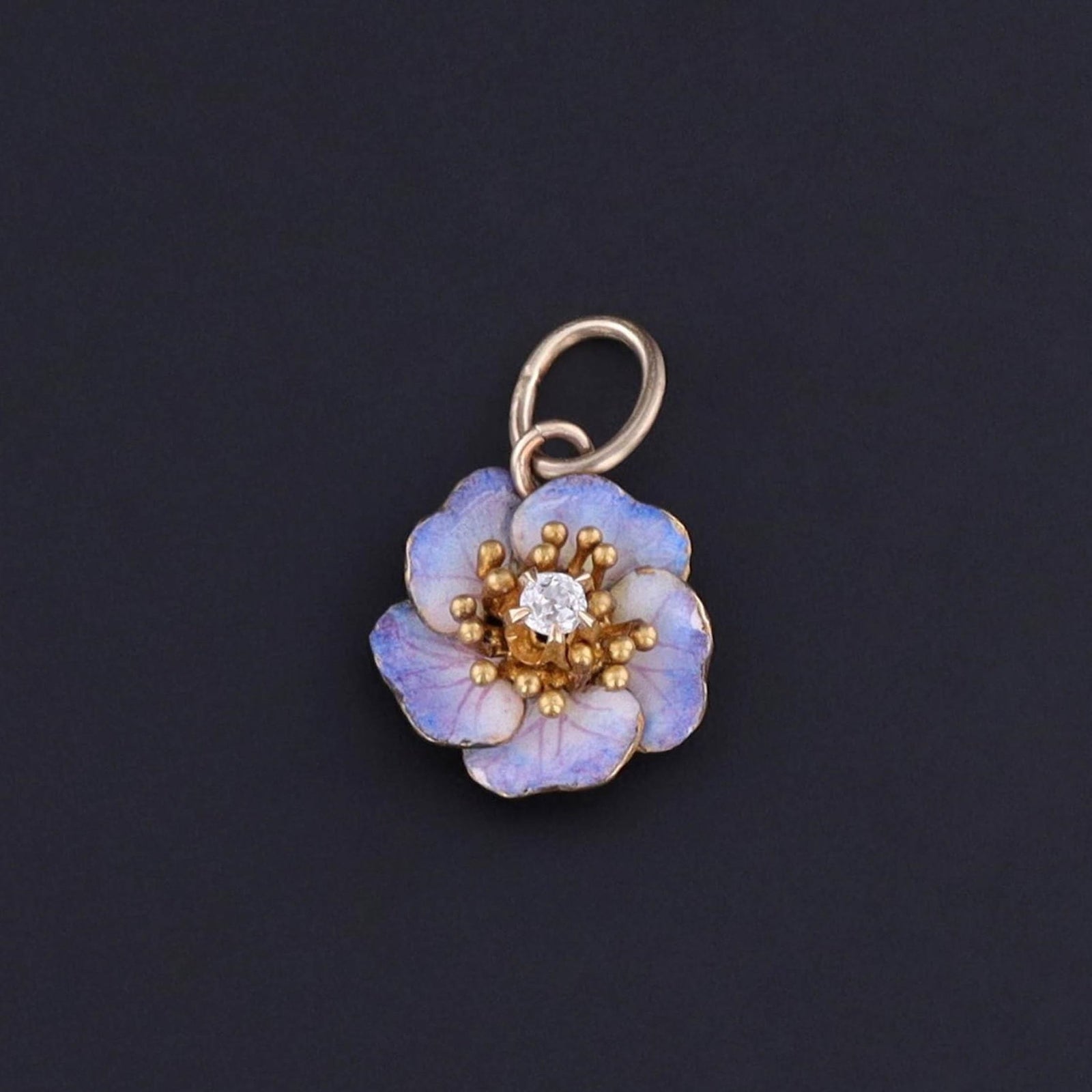 Antique Enamel Flower Charm of 14k Gold - Trademark Antiques