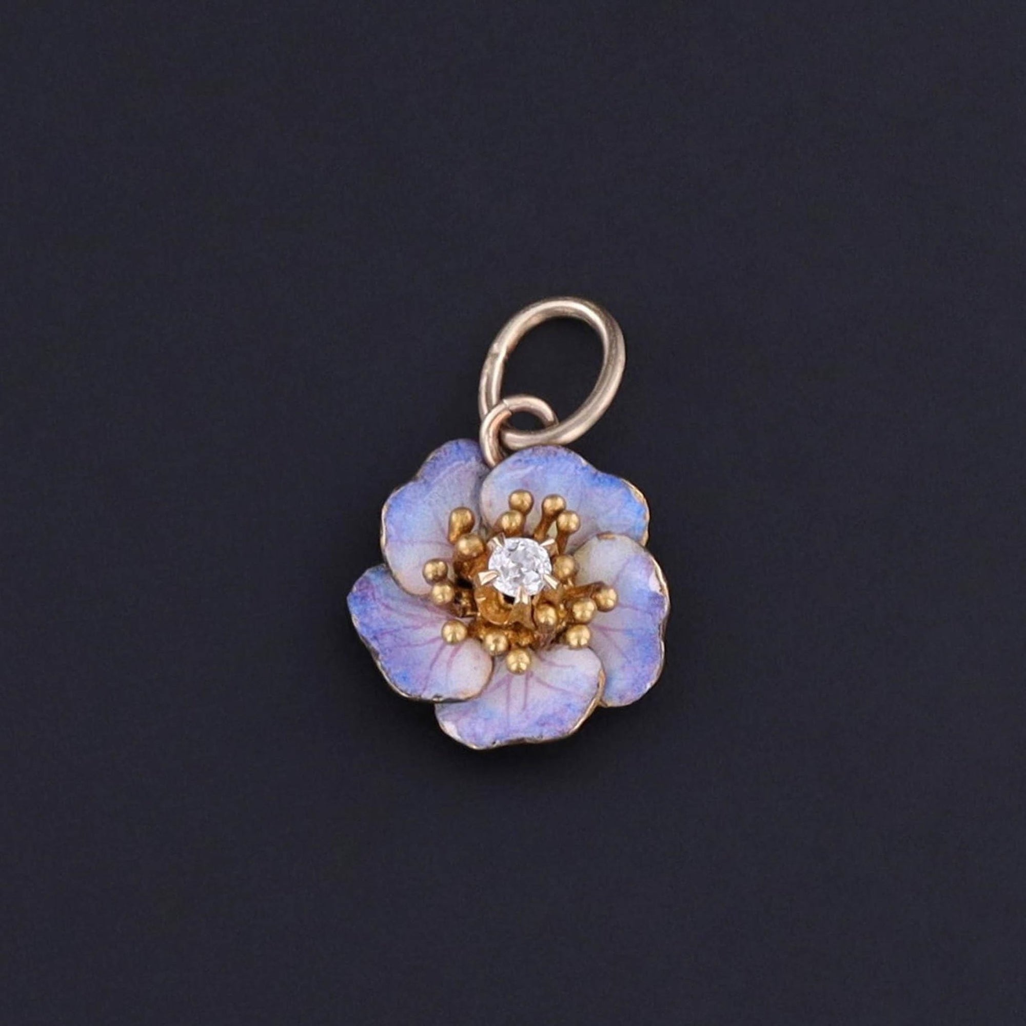 Antique Enamel Flower Charm of 14k Gold - Trademark Antiques