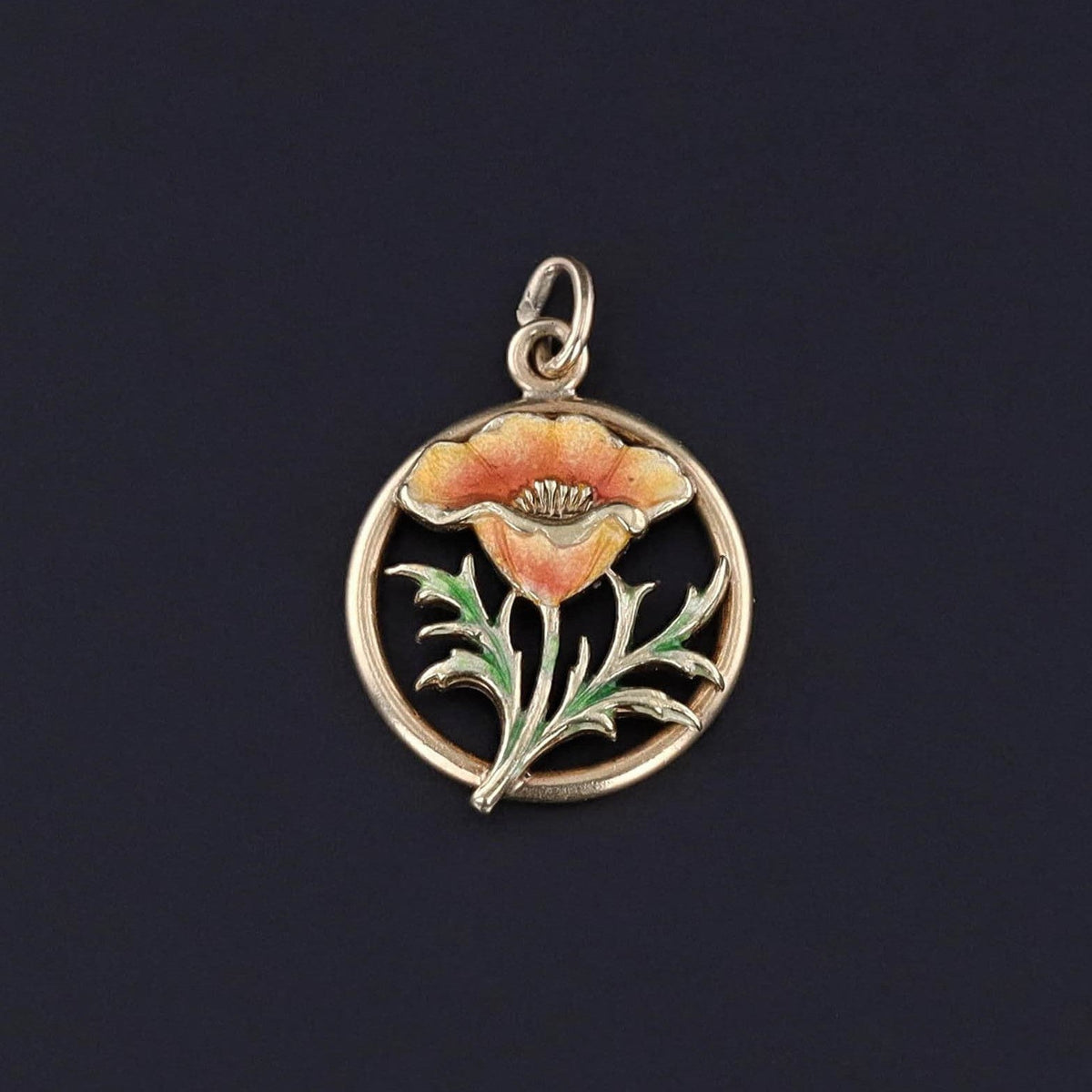 Antique Enamel Flower Charm of 14k Gold - Trademark Antiques