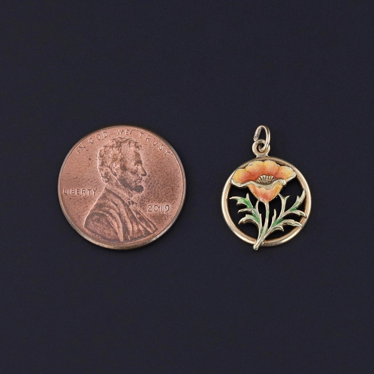Antique Enamel Flower Charm of 14k Gold - Trademark Antiques