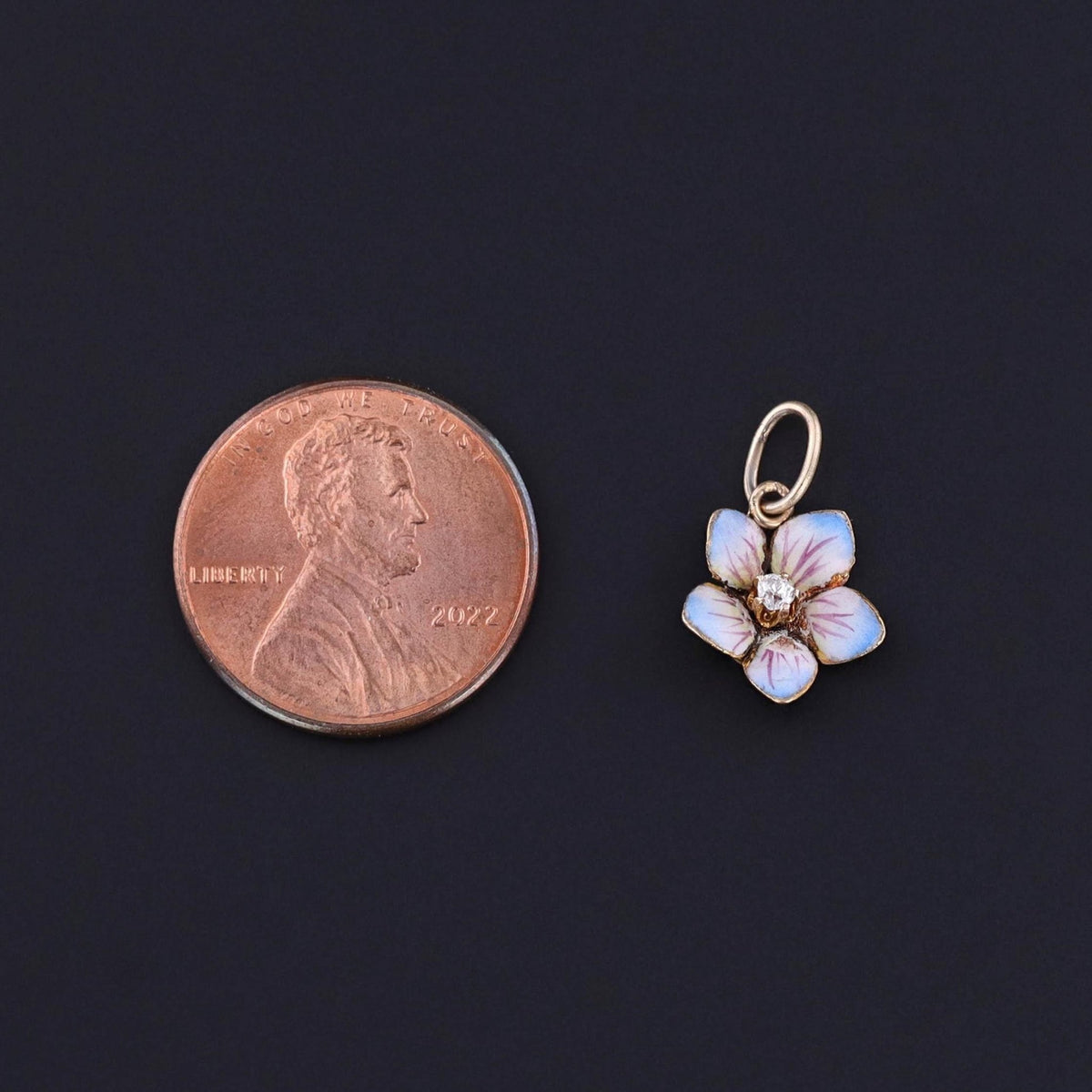 Antique Enamel Flower Charm of 14k Gold - Trademark Antiques