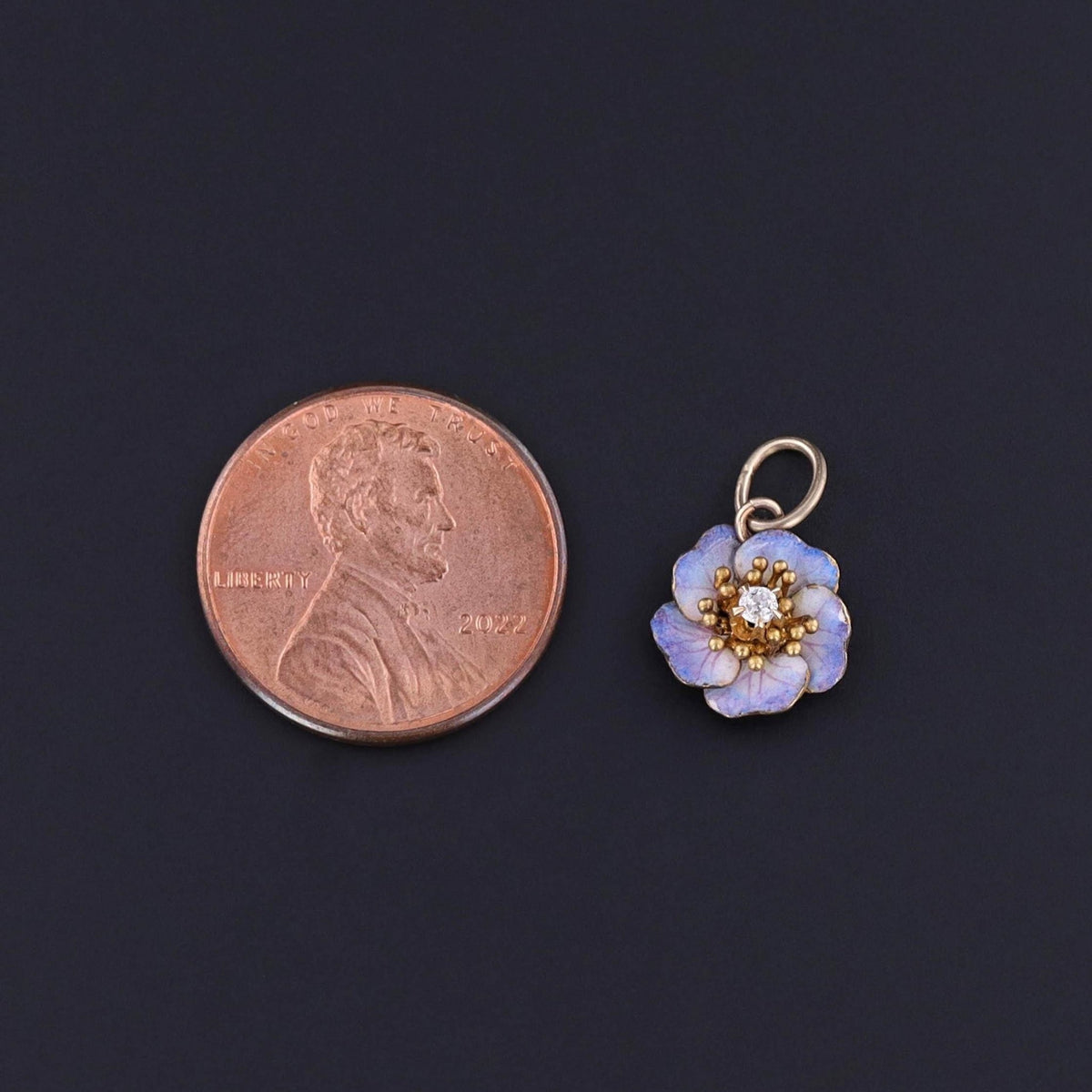 Antique Enamel Flower Charm of 14k Gold - Trademark Antiques