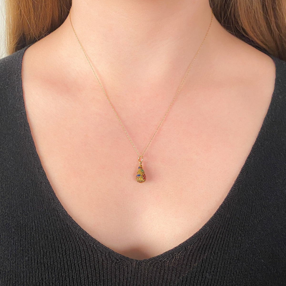 Antique Enamel Flower Conversion Charm of 14k Gold - Trademark Antiques