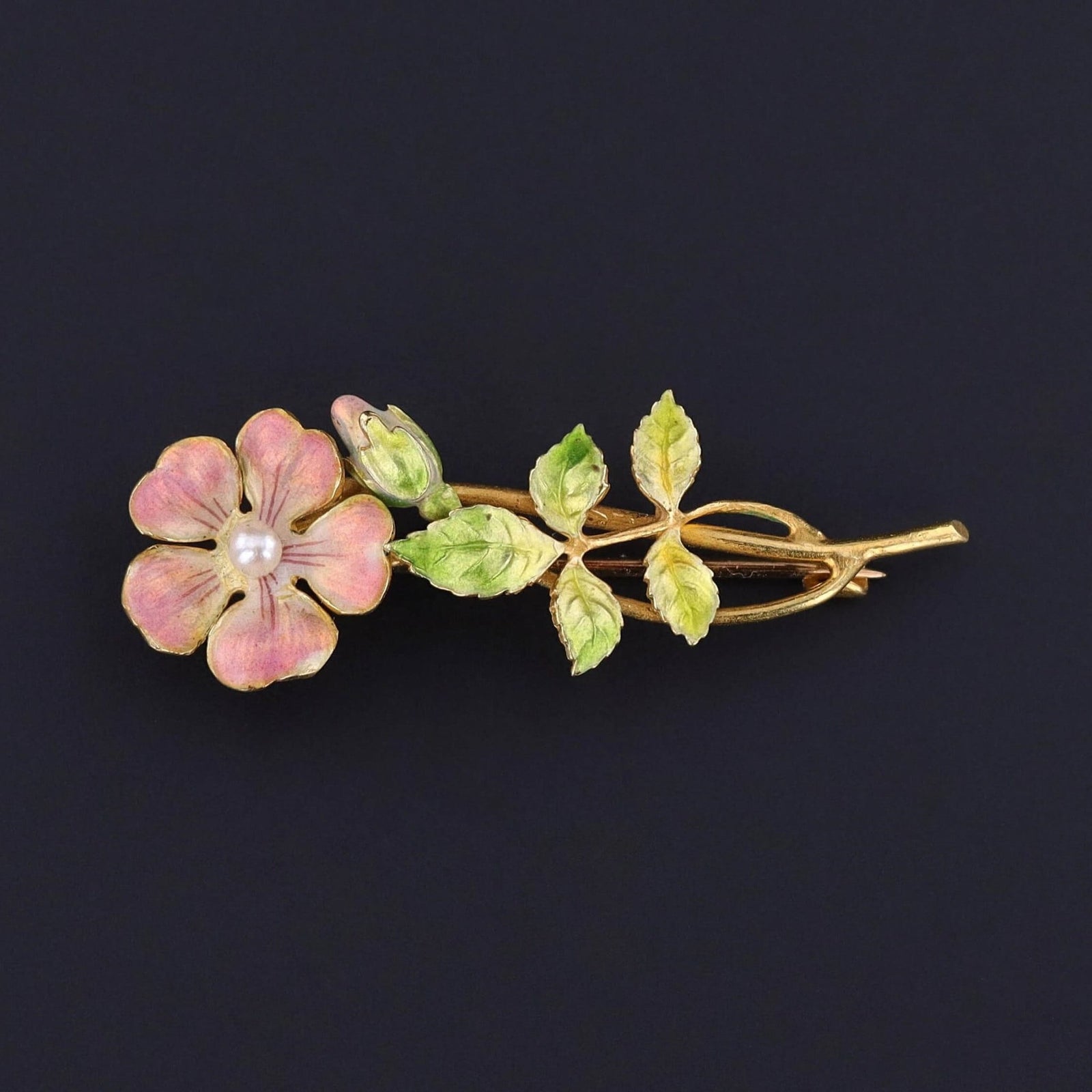 Antique Enamel Flower of 14k Gold - Trademark Antiques