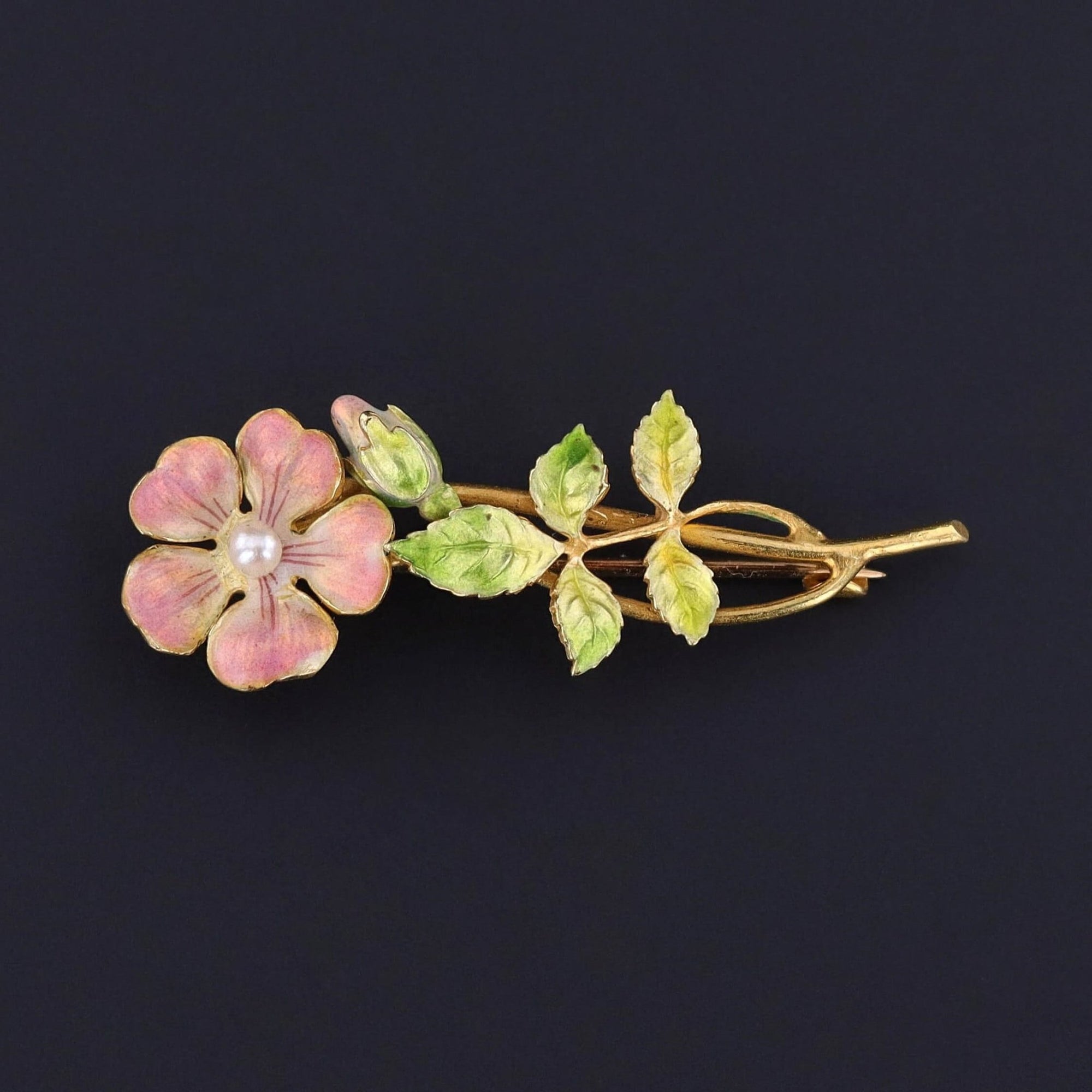 Antique Enamel Flower of 14k Gold - Trademark Antiques