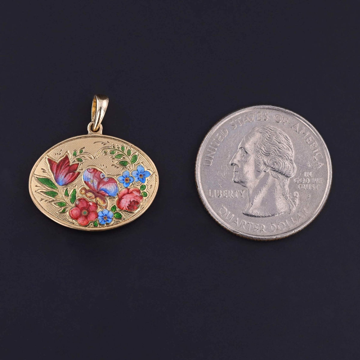 Antique Enamel Flower Pendant of 14k and 18k Gold - Trademark Antiques