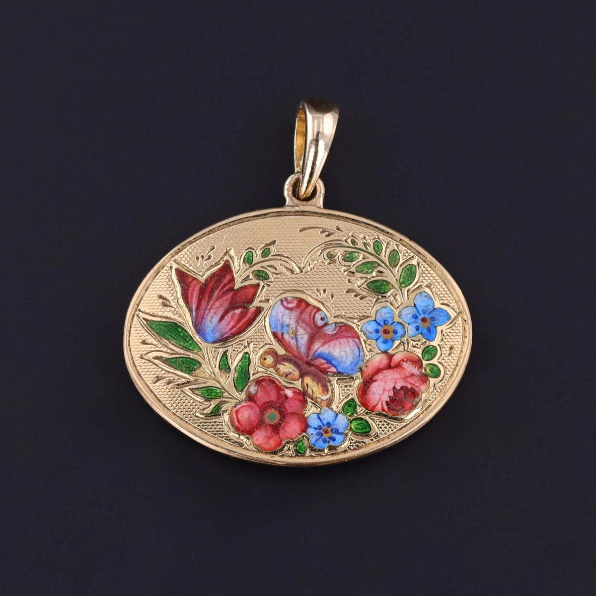 Antique Enamel Flower Pendant of 14k and 18k Gold - Trademark Antiques
