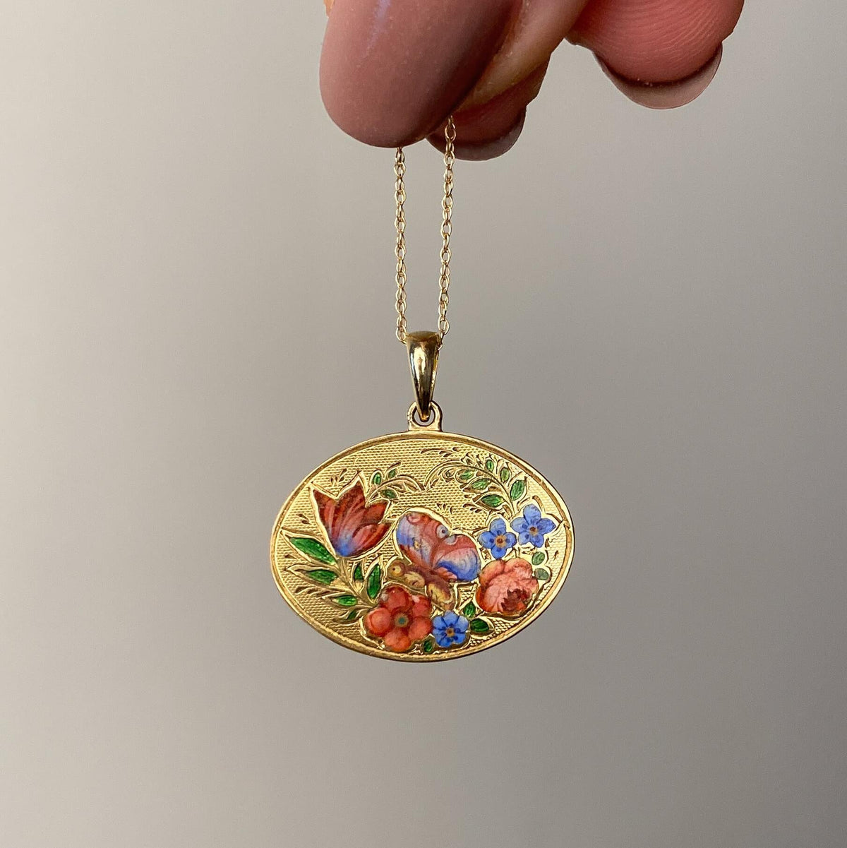 Antique Enamel Flower Pendant of 14k and 18k Gold - Trademark Antiques