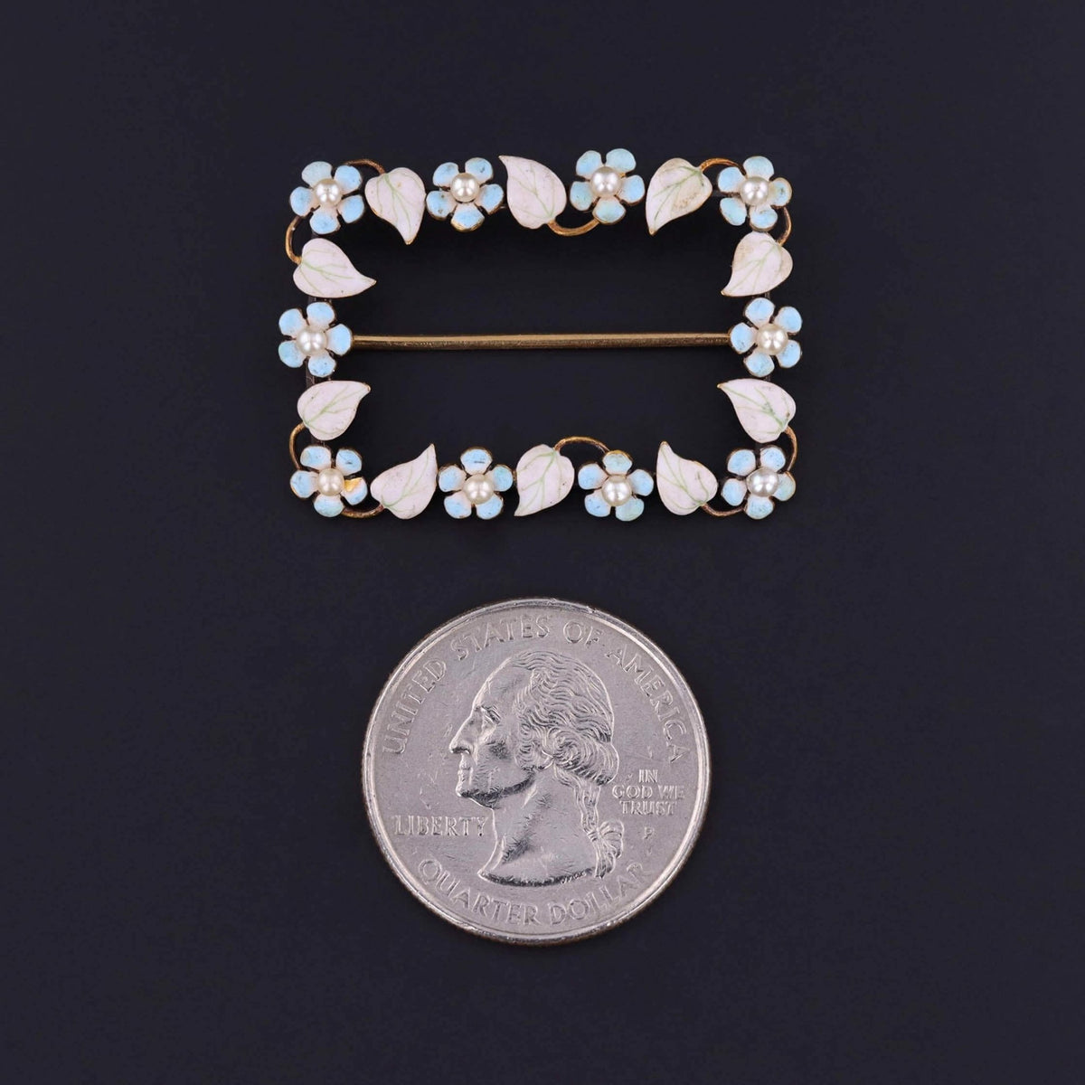 Antique Enamel Forget - Me - Not Flower Brooch of 14k Gold - Trademark Antiques