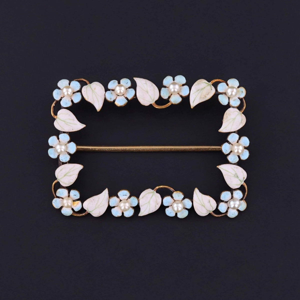 Antique Enamel Forget - Me - Not Flower Brooch of 14k Gold - Trademark Antiques