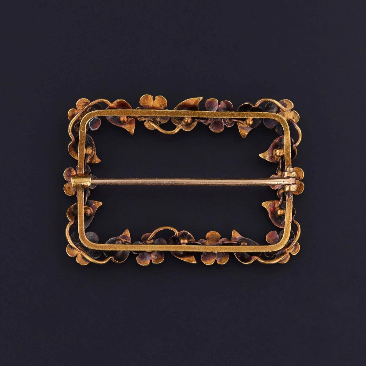Antique Enamel Forget - Me - Not Flower Brooch of 14k Gold - Trademark Antiques