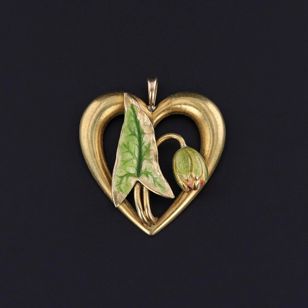 Antique Enamel Heart Conversion Pendant of 14k Gold - Trademark Antiques