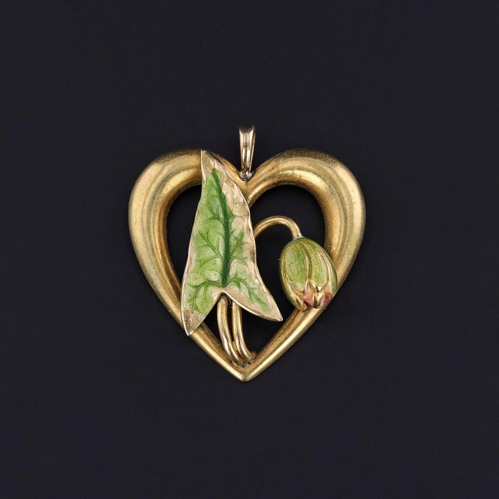 Antique Enamel Heart Conversion Pendant of 14k Gold - Trademark Antiques