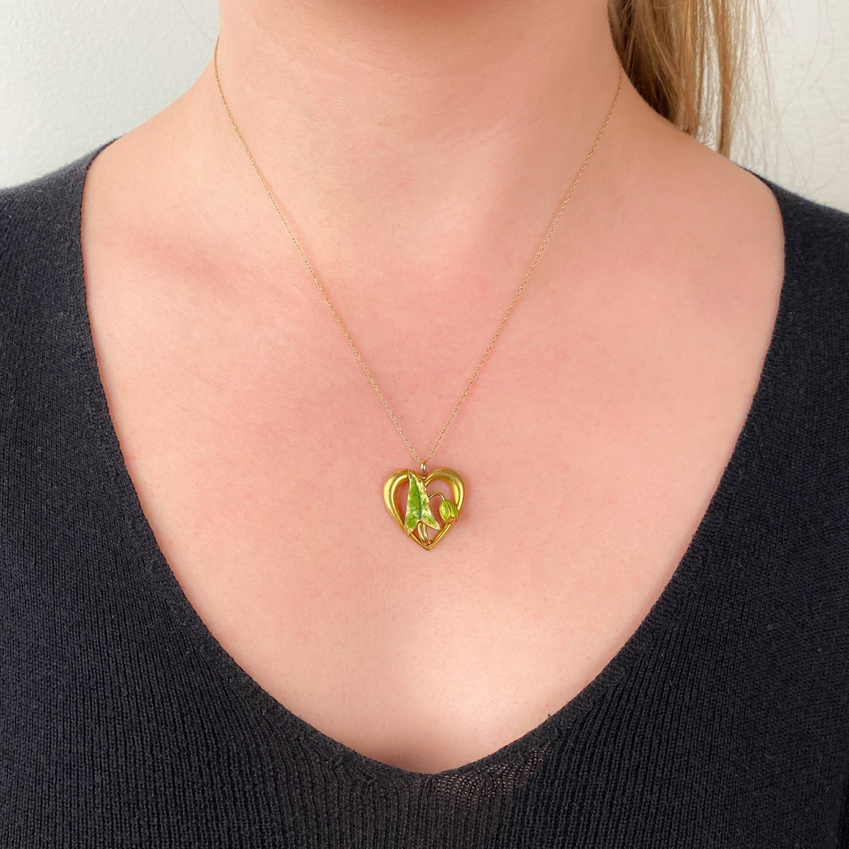 Antique Enamel Heart Conversion Pendant of 14k Gold - Trademark Antiques