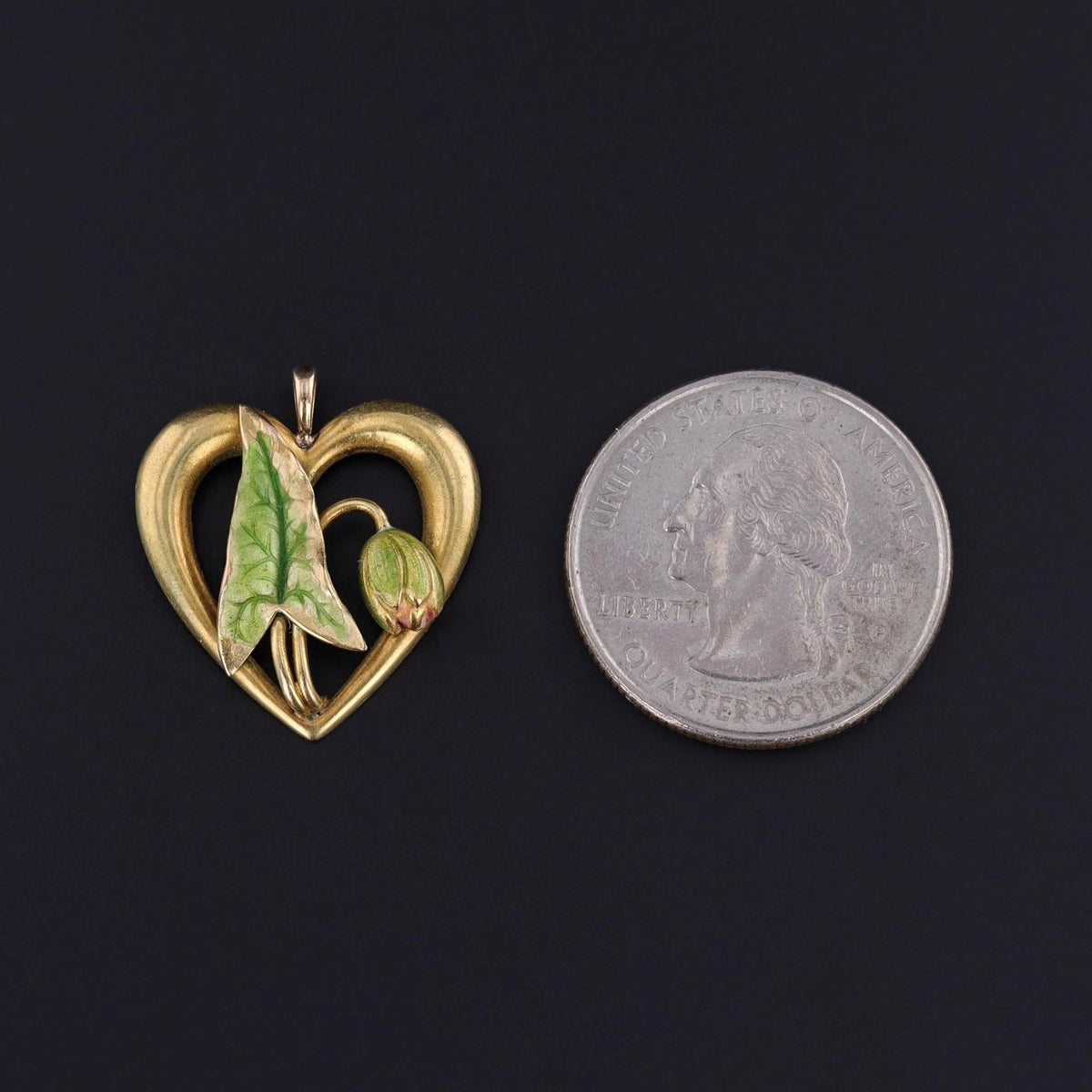 Antique Enamel Heart Conversion Pendant of 14k Gold - Trademark Antiques