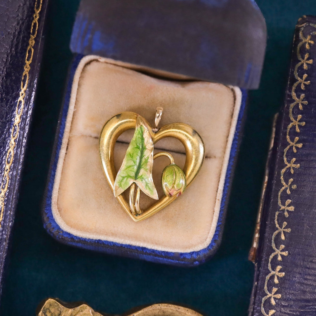 Antique Enamel Heart Conversion Pendant of 14k Gold - Trademark Antiques
