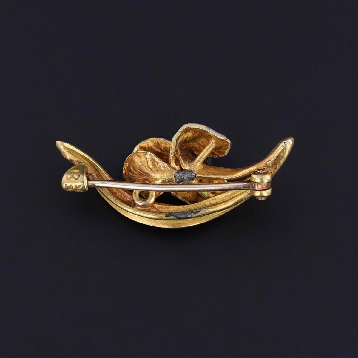 Antique Enamel Iris Pin of 14k Gold - Trademark Antiques