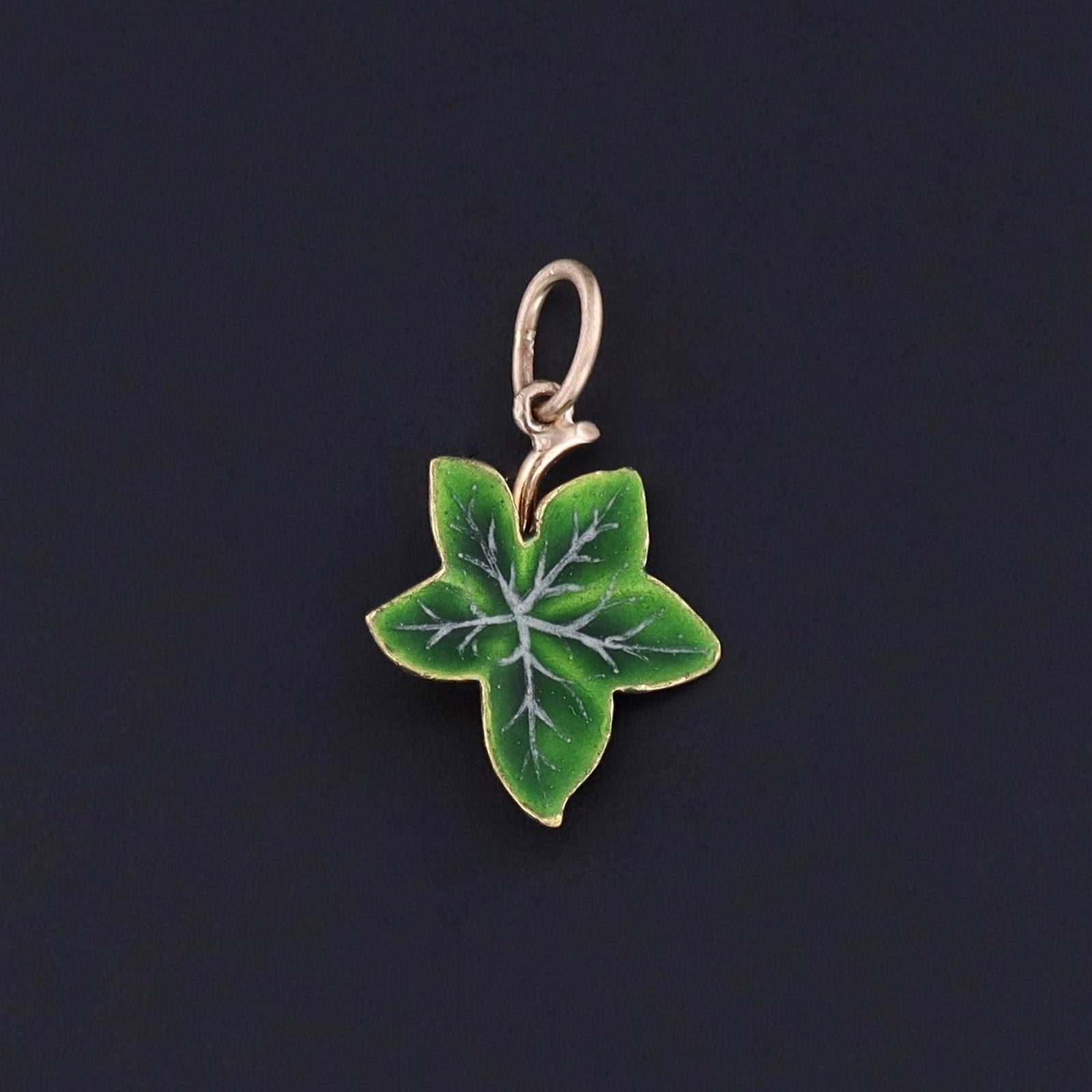 Antique Enamel Ivy Charm of 14k Gold - Trademark Antiques
