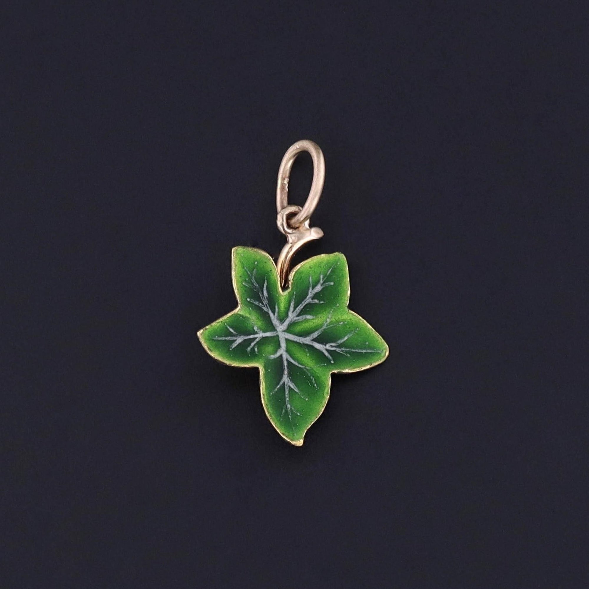 Antique Enamel Ivy Charm of 14k Gold - Trademark Antiques