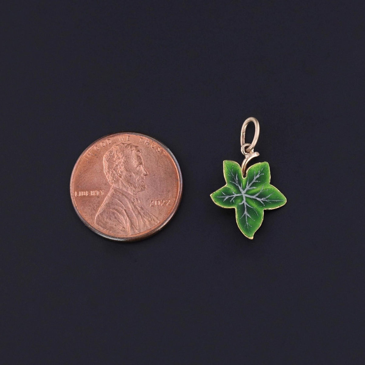Antique Enamel Ivy Charm of 14k Gold - Trademark Antiques