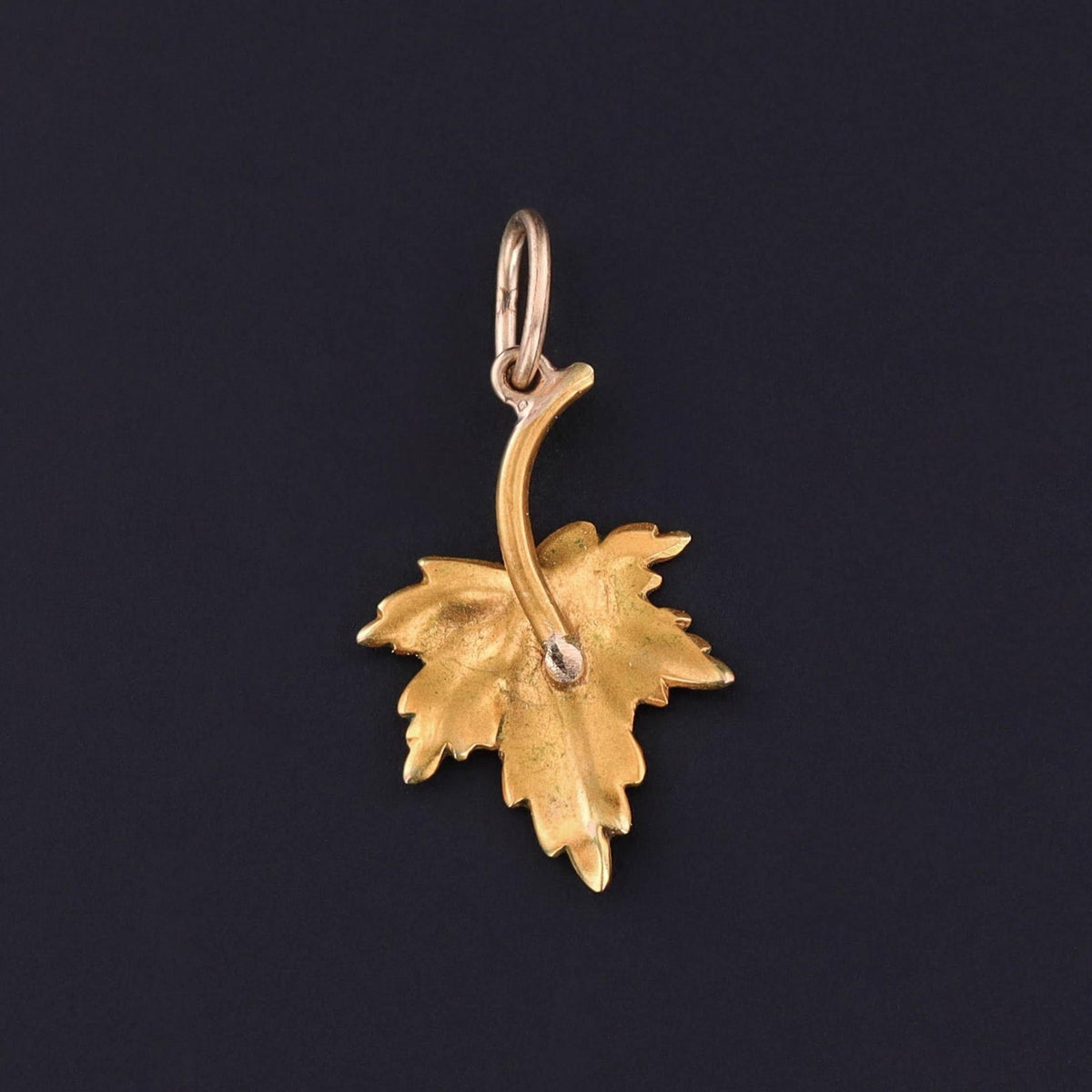 Antique Enamel Leaf Charm of 14k Gold - Trademark Antiques
