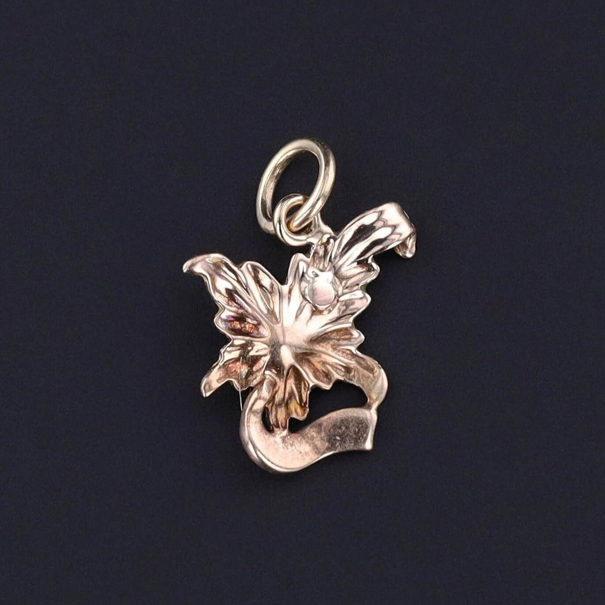Antique Enamel Leaf Conversion Charm of 10k Gold - Trademark Antiques