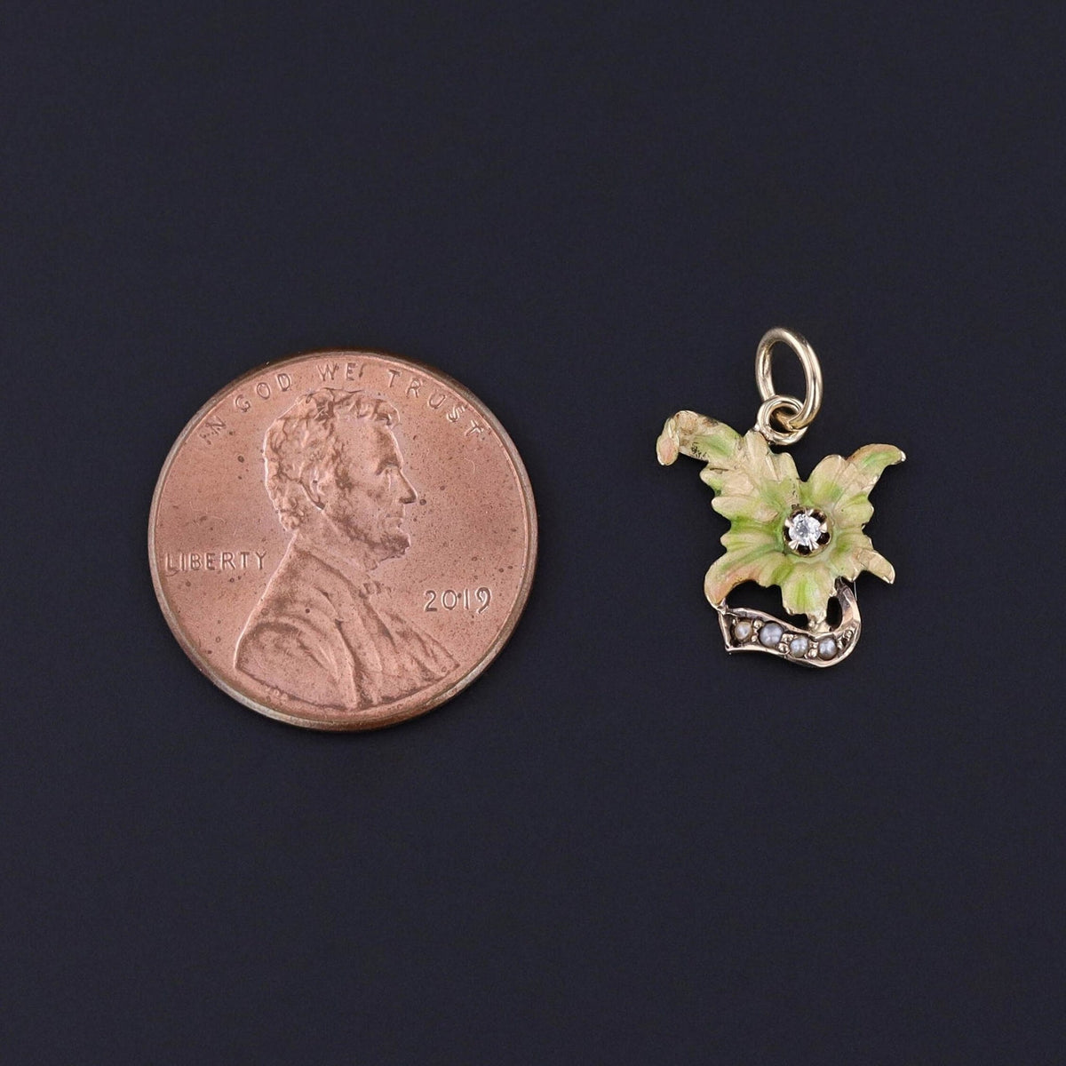 Antique Enamel Leaf Conversion Charm of 10k Gold - Trademark Antiques