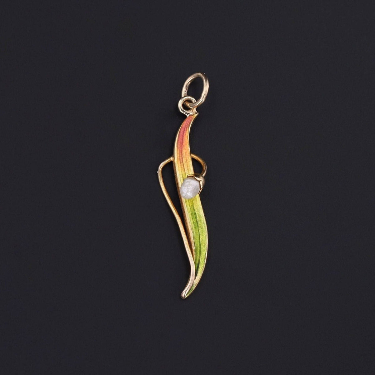 Antique Enamel Lily of the Valley Conversion Pendant of 10k Gold - Trademark Antiques