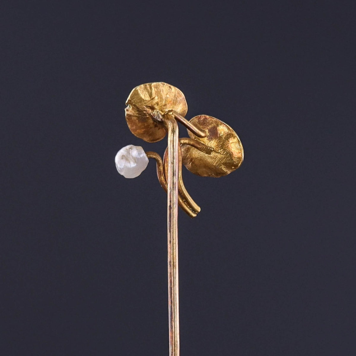 Antique Enamel Lily Pad Stickpin of 14k Gold - Trademark Antiques