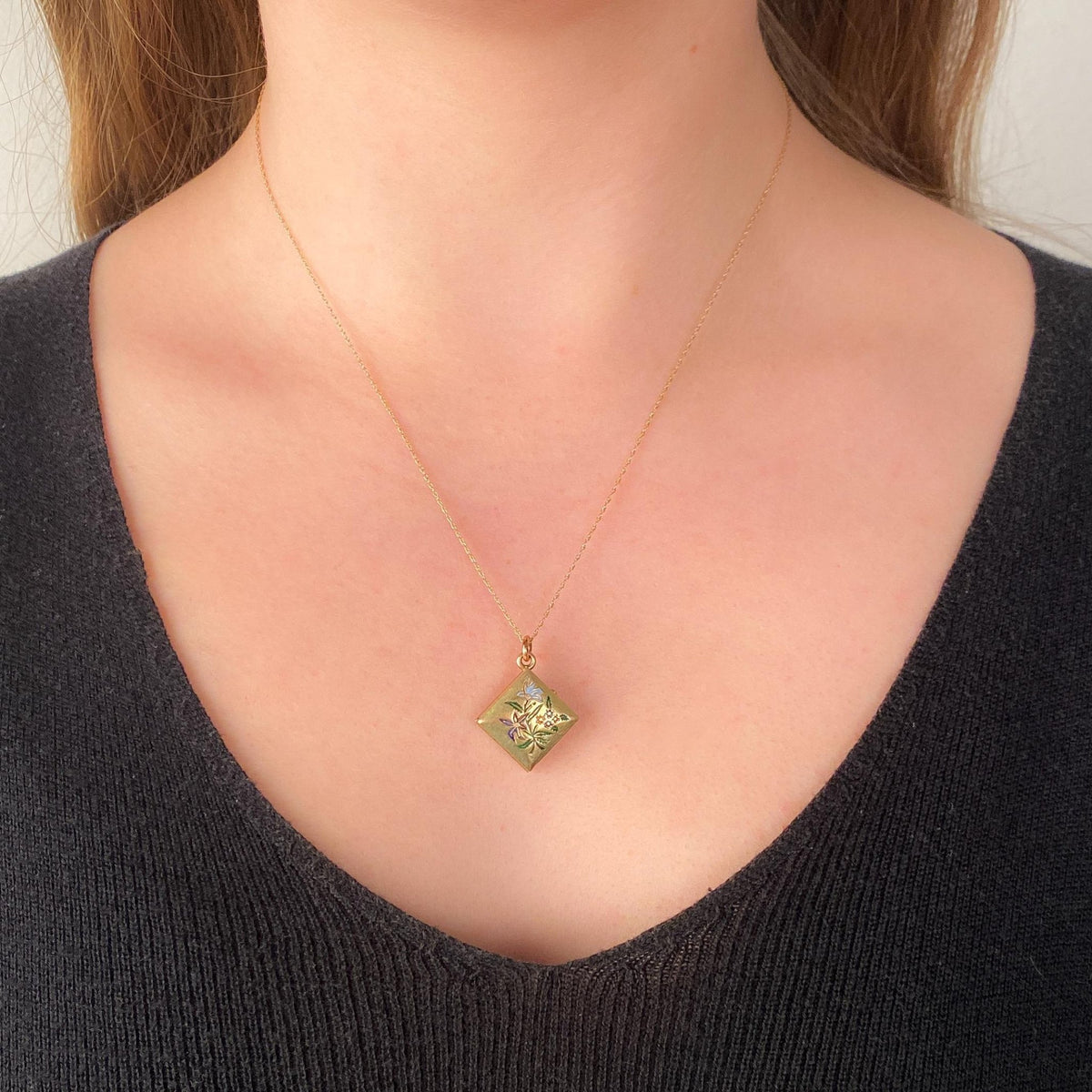 Antique Enamel Locket of 12k Gold - Trademark Antiques