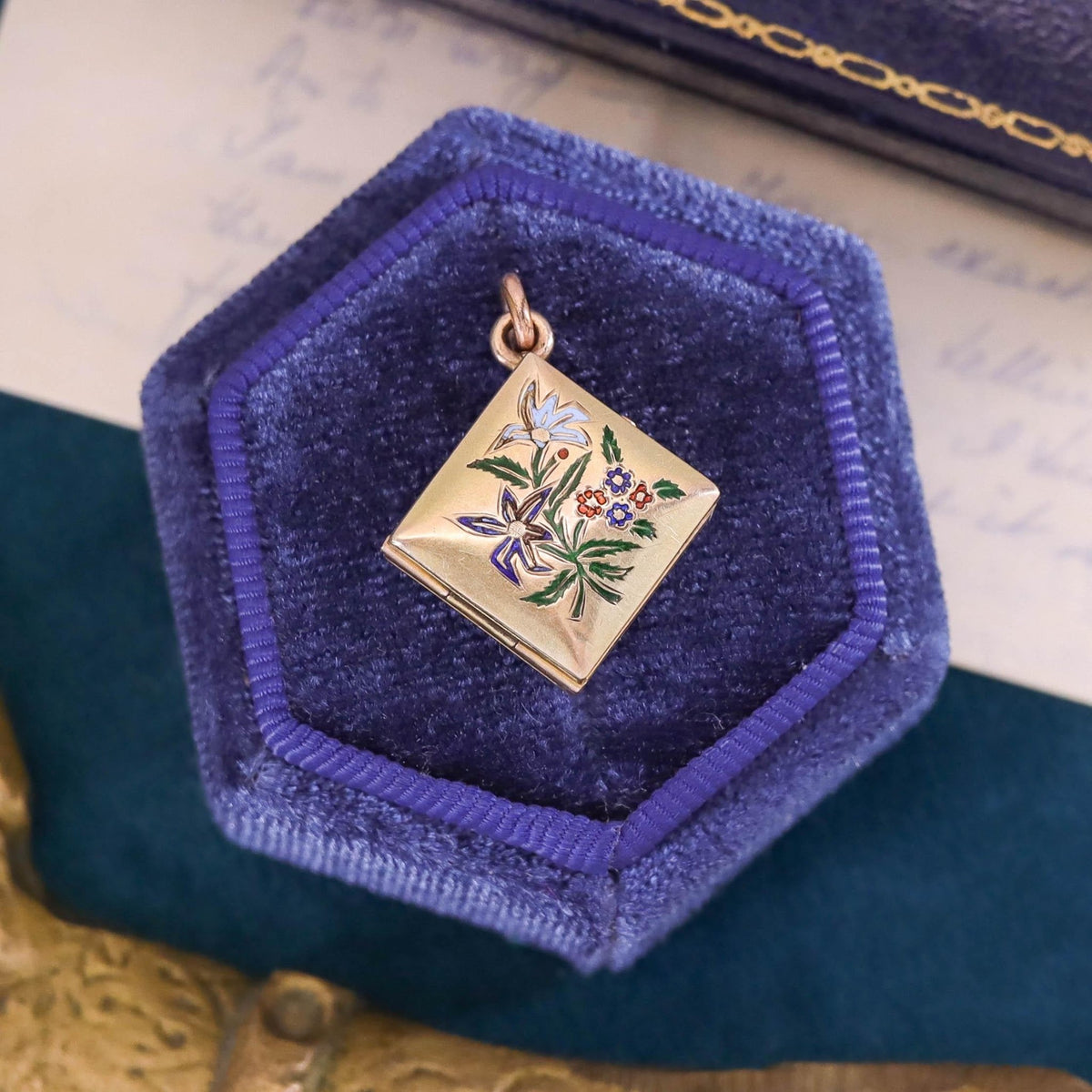 Antique Enamel Locket of 12k Gold - Trademark Antiques