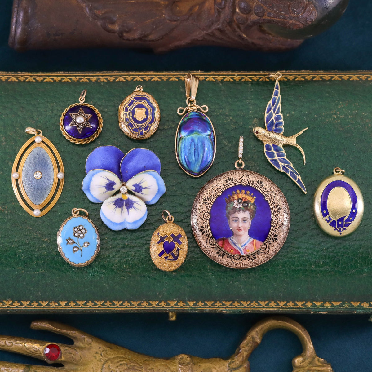 Antique Enamel Locket of 14k Gold - Trademark Antiques
