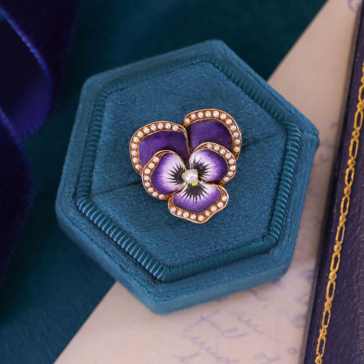 Antique Enamel Pansy Brooch of 14k Gold - Trademark Antiques