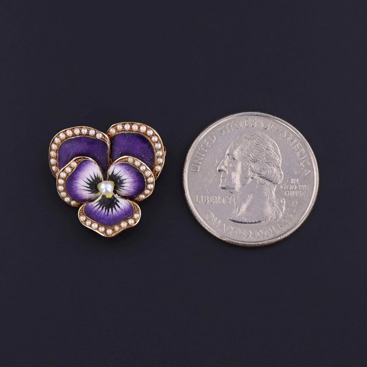 Antique Enamel Pansy Brooch of 14k Gold - Trademark Antiques