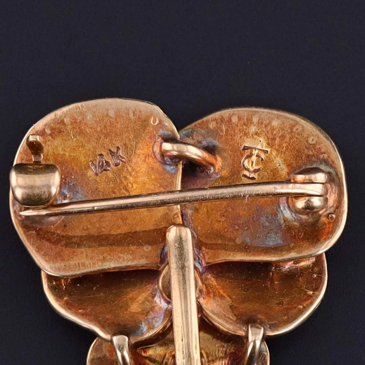 Antique Enamel Pansy Brooch of 14k Gold - Trademark Antiques