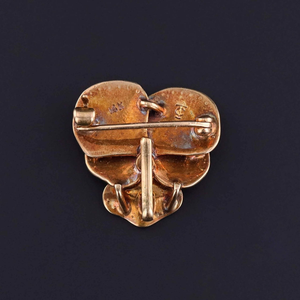 Antique Enamel Pansy Brooch of 14k Gold - Trademark Antiques