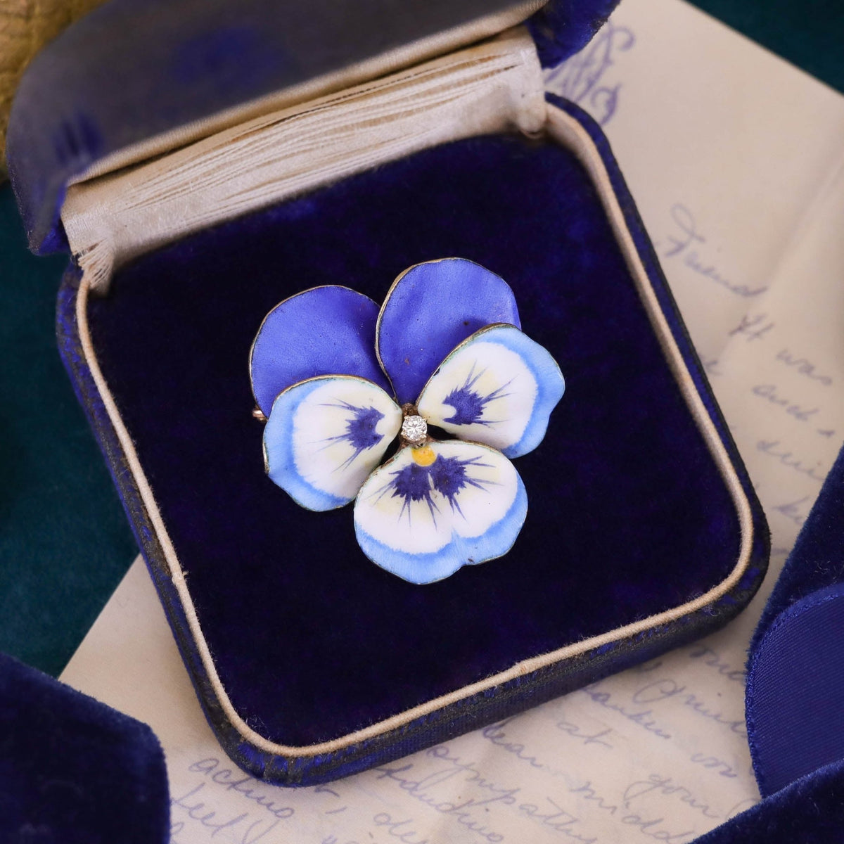Antique Enamel Pansy Brooch of 14k Gold - Trademark Antiques