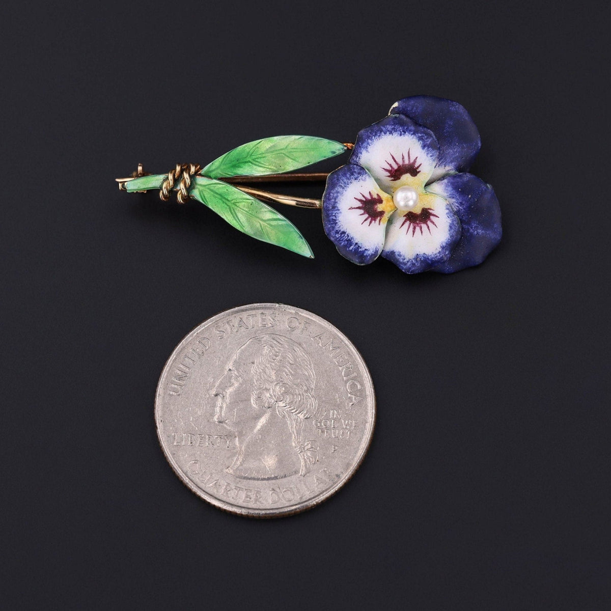 Antique Enamel Pansy Brooch of 14k Gold by Krementz and Co. - Trademark Antiques