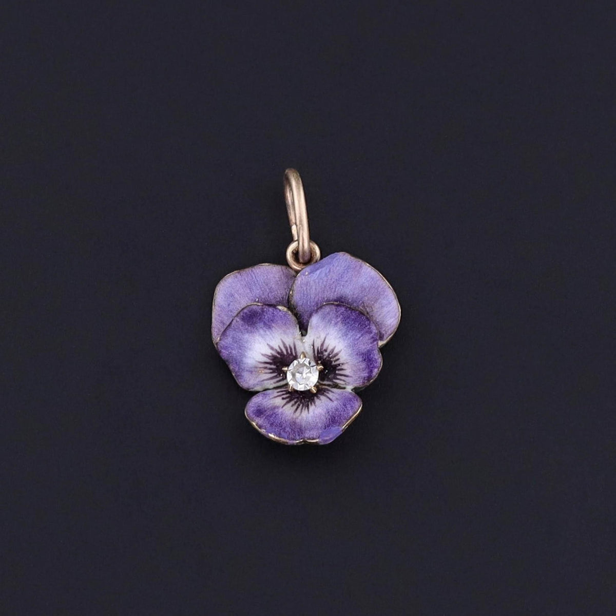Antique Enamel Pansy Charm of 14k Gold - Trademark Antiques