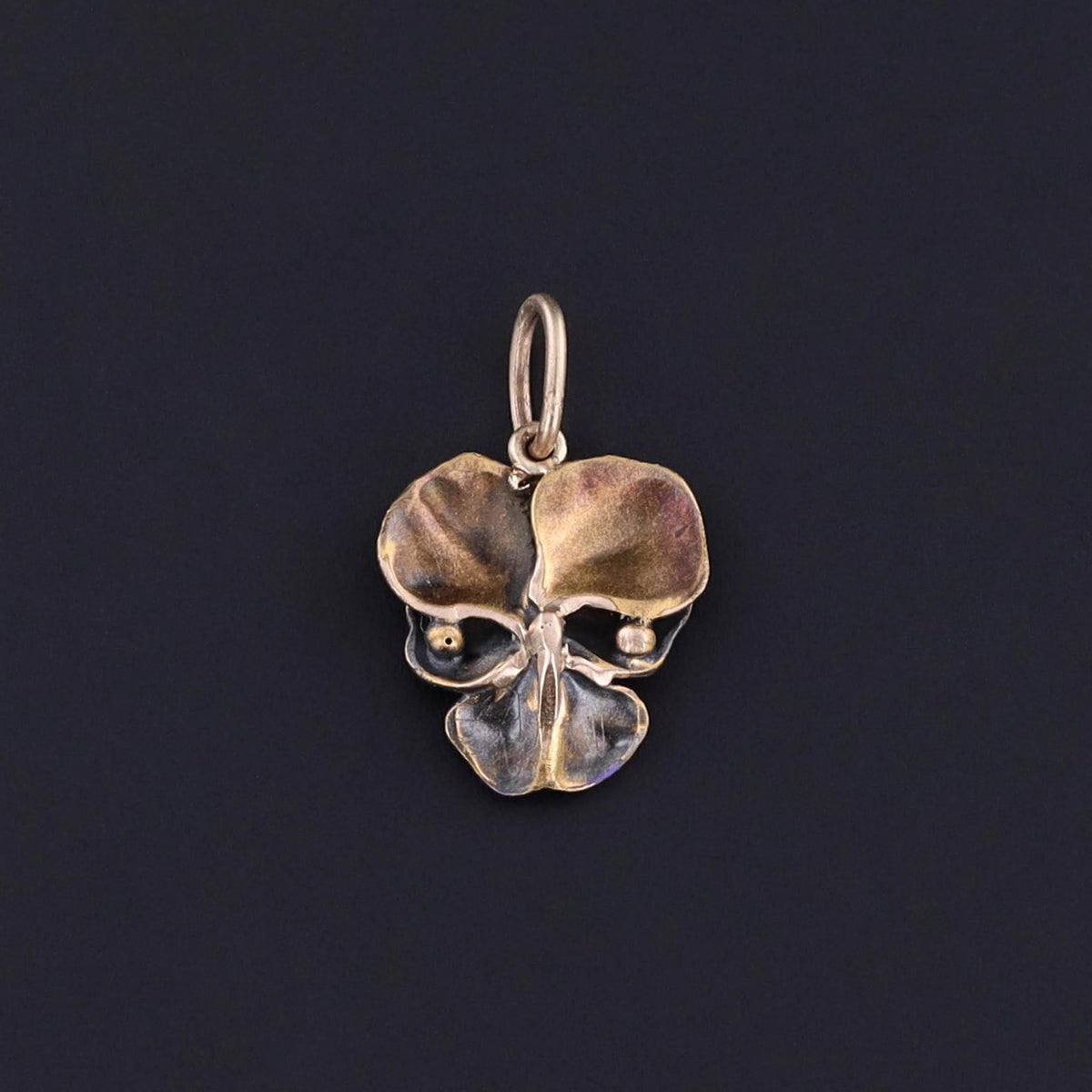 Antique Enamel Pansy Charm of 14k Gold - Trademark Antiques