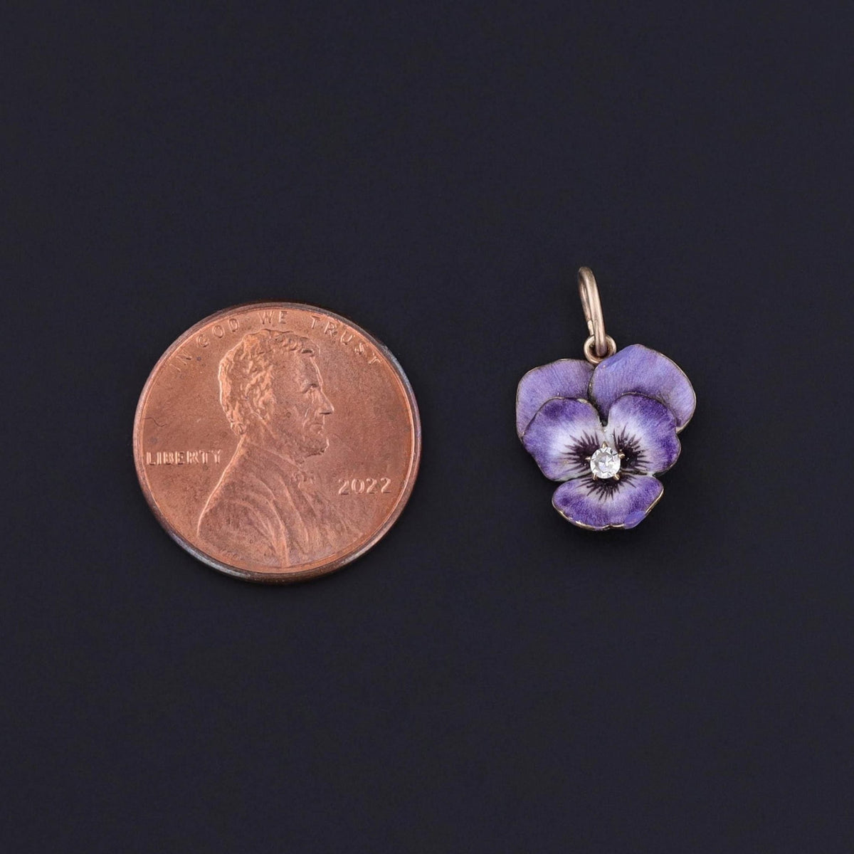Antique Enamel Pansy Charm of 14k Gold - Trademark Antiques