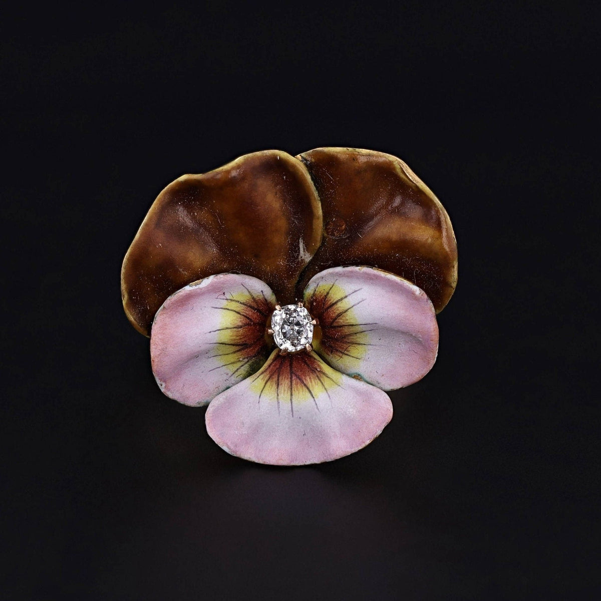 Antique Enamel Pansy Conversion Ring of 14k Gold - Trademark Antiques