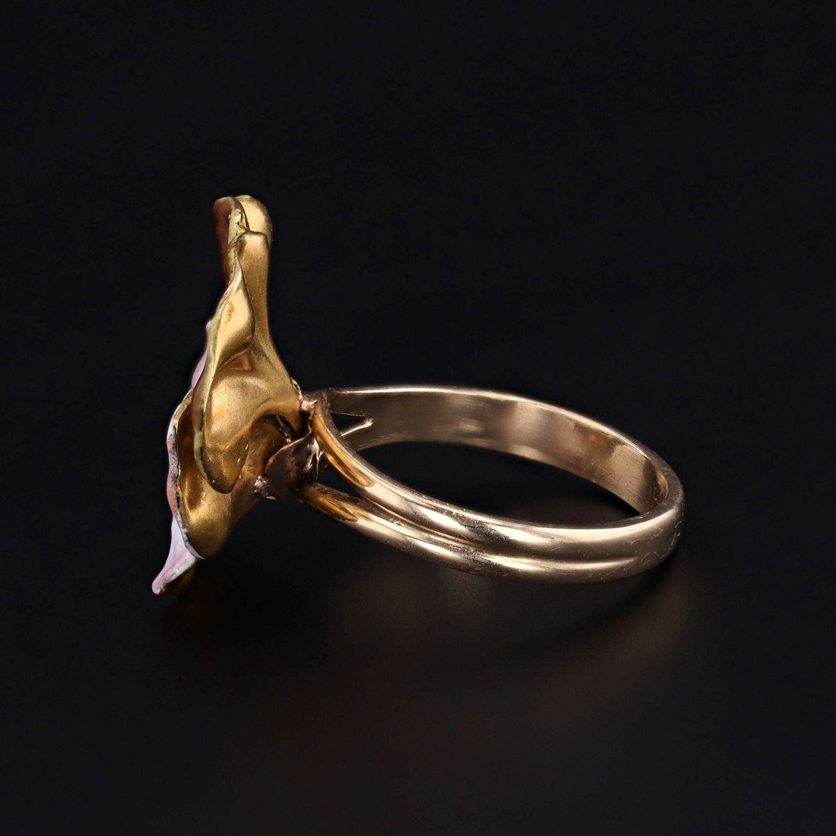 Antique Enamel Pansy Conversion Ring of 14k Gold - Trademark Antiques