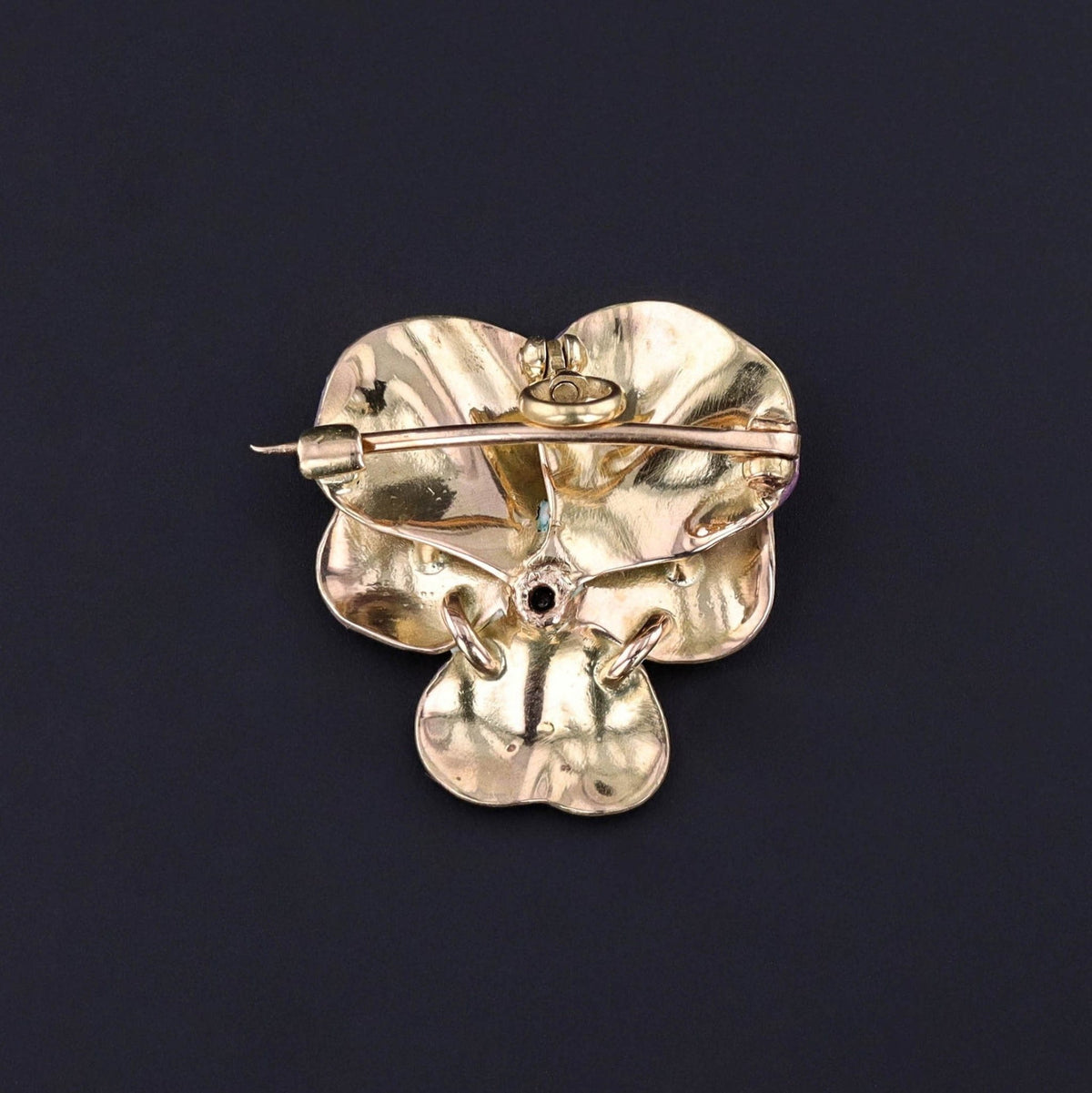 Antique Enamel Pansy Pendant Brooch of 14k Gold - Trademark Antiques