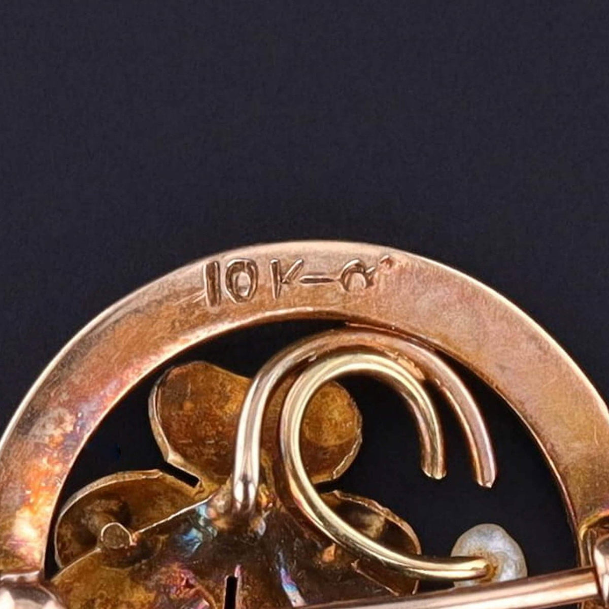 Antique Enamel Pansy Pin of 10k Gold - Trademark Antiques