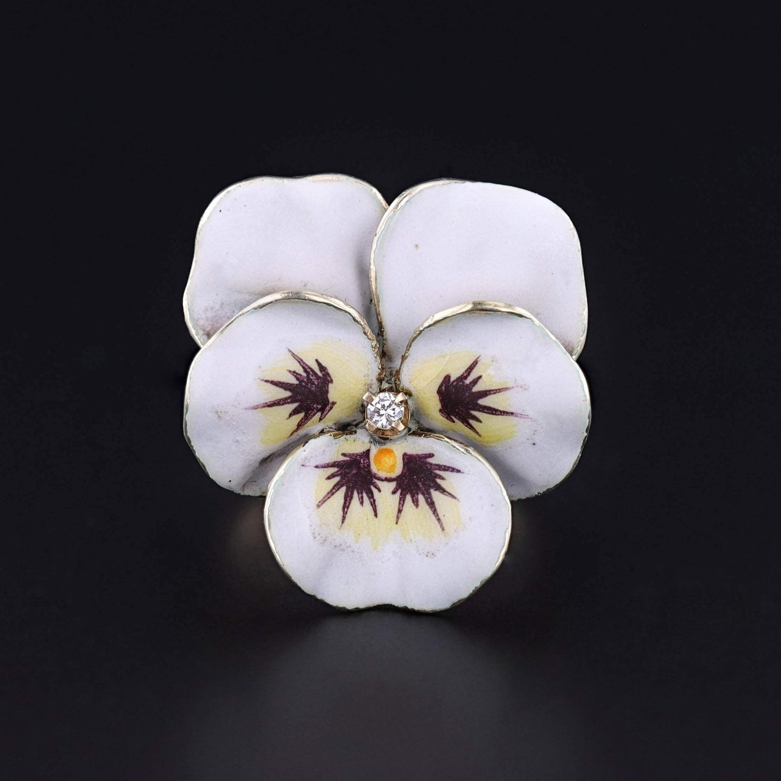 Antique Enamel Pansy Ring of 14k Gold - Trademark Antiques