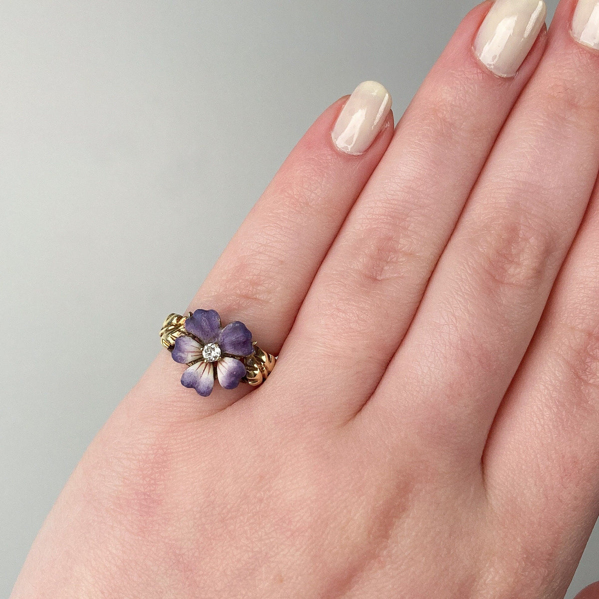 Antique Enamel Pansy Ring of 14k Gold - Trademark Antiques