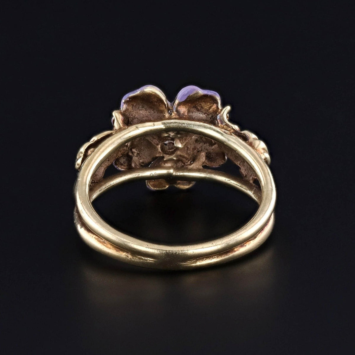 Antique Enamel Pansy Ring of 14k Gold - Trademark Antiques